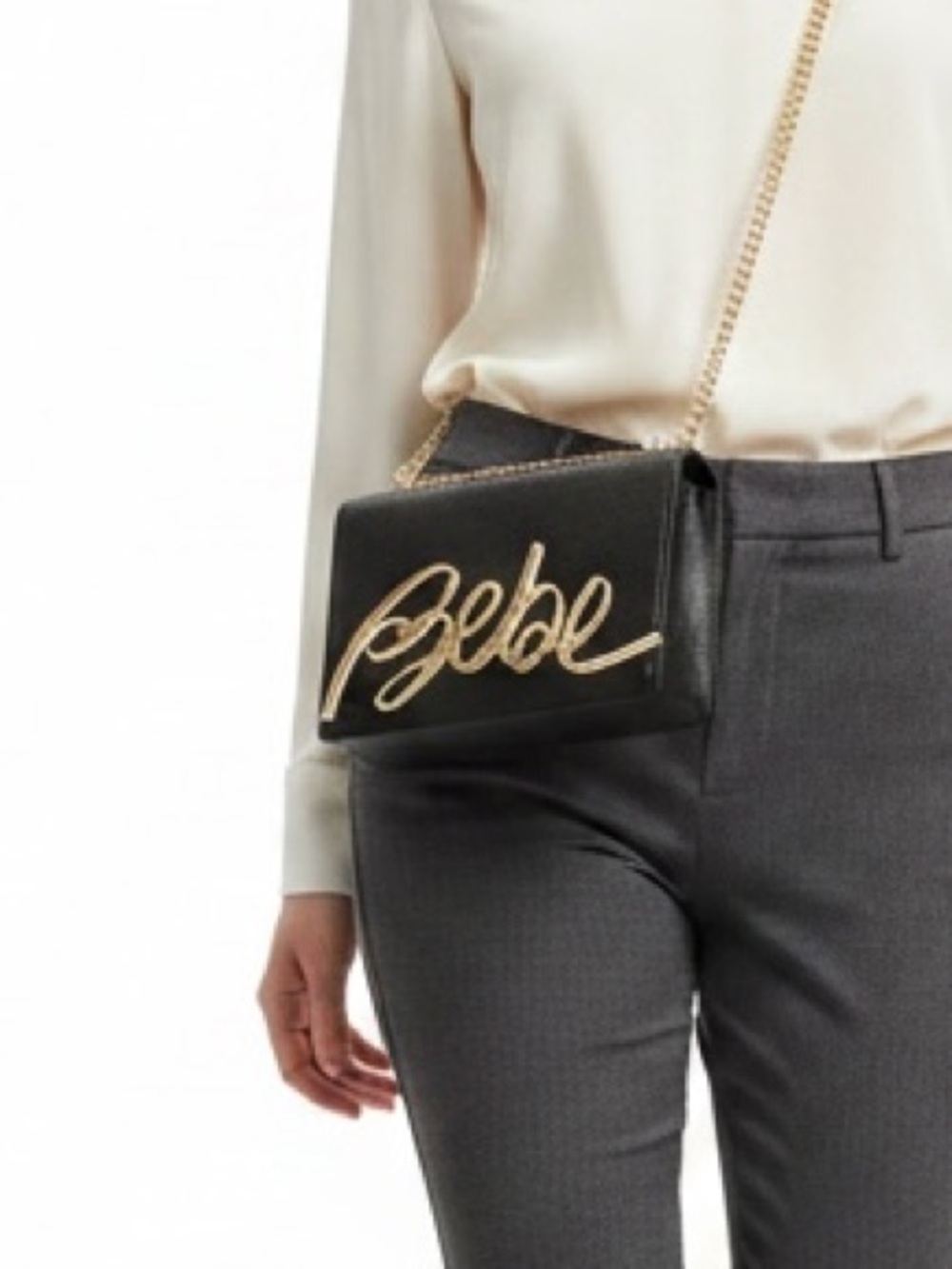 Bebe NWT Black Crossbody Bag with Gold Script Logo